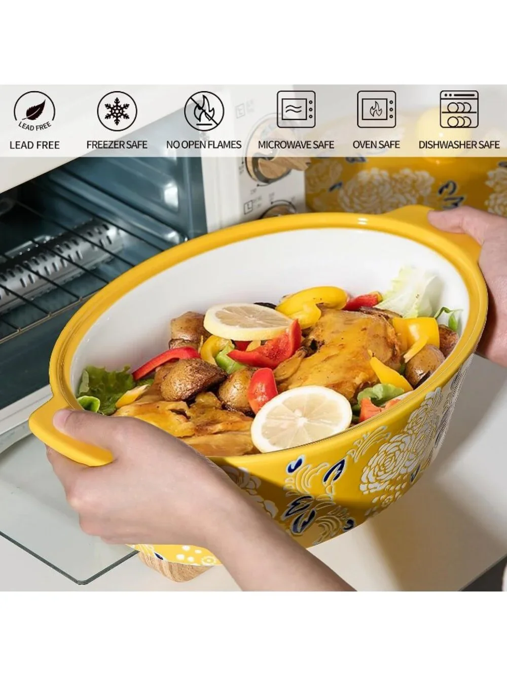 Yellow Ceramic Casserole Dish With Lid Casserole Dishes for Oven Baking Dish Pan